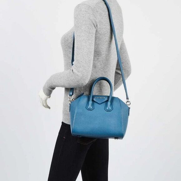 Givenchy Blue Sugar Goatskin Leather Mini Antigona Bag - Picture 11 of 11